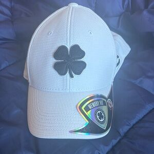 White Baseball Cap with Black Clover